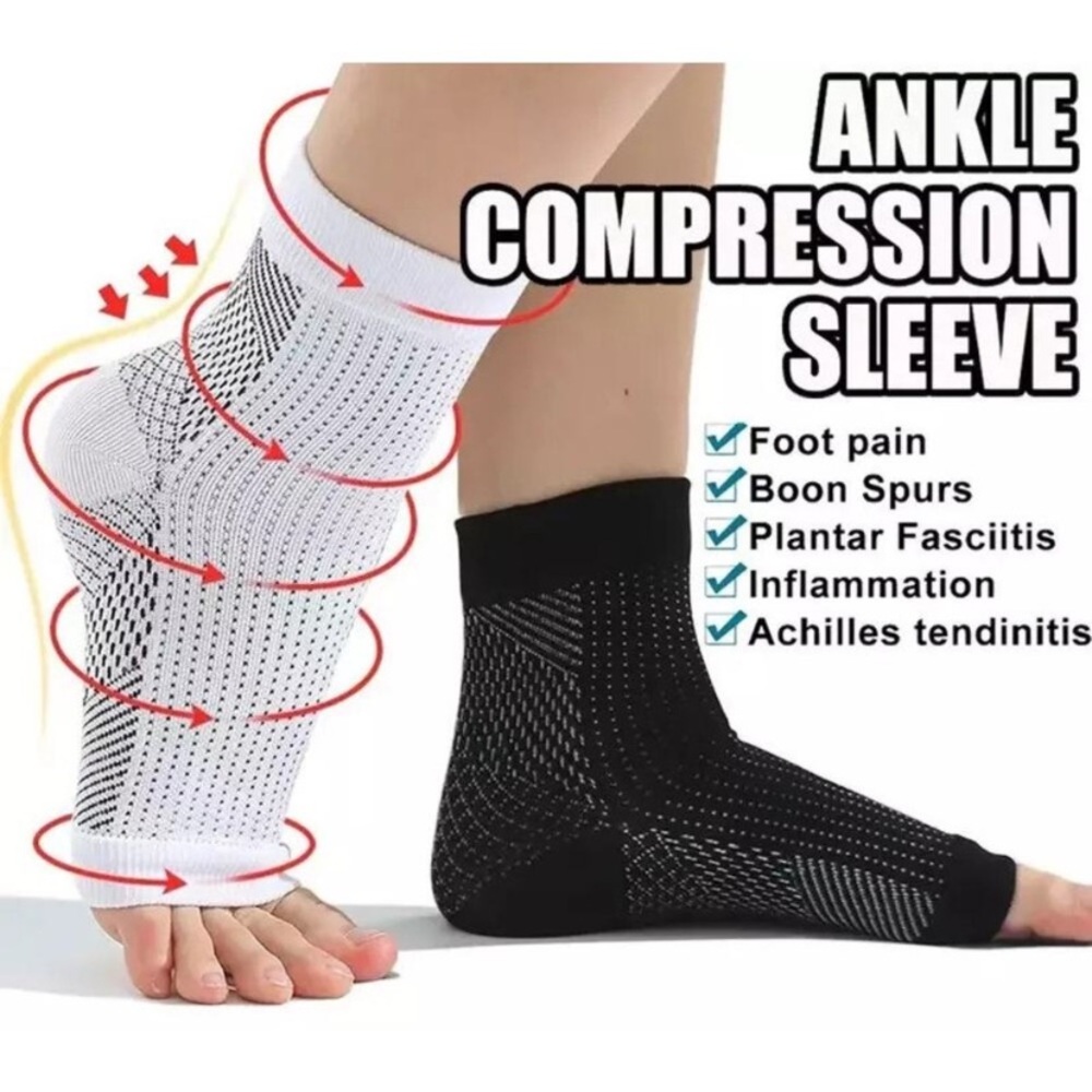 Compression Ankle Sleeve - Black & White 2 sets NEW